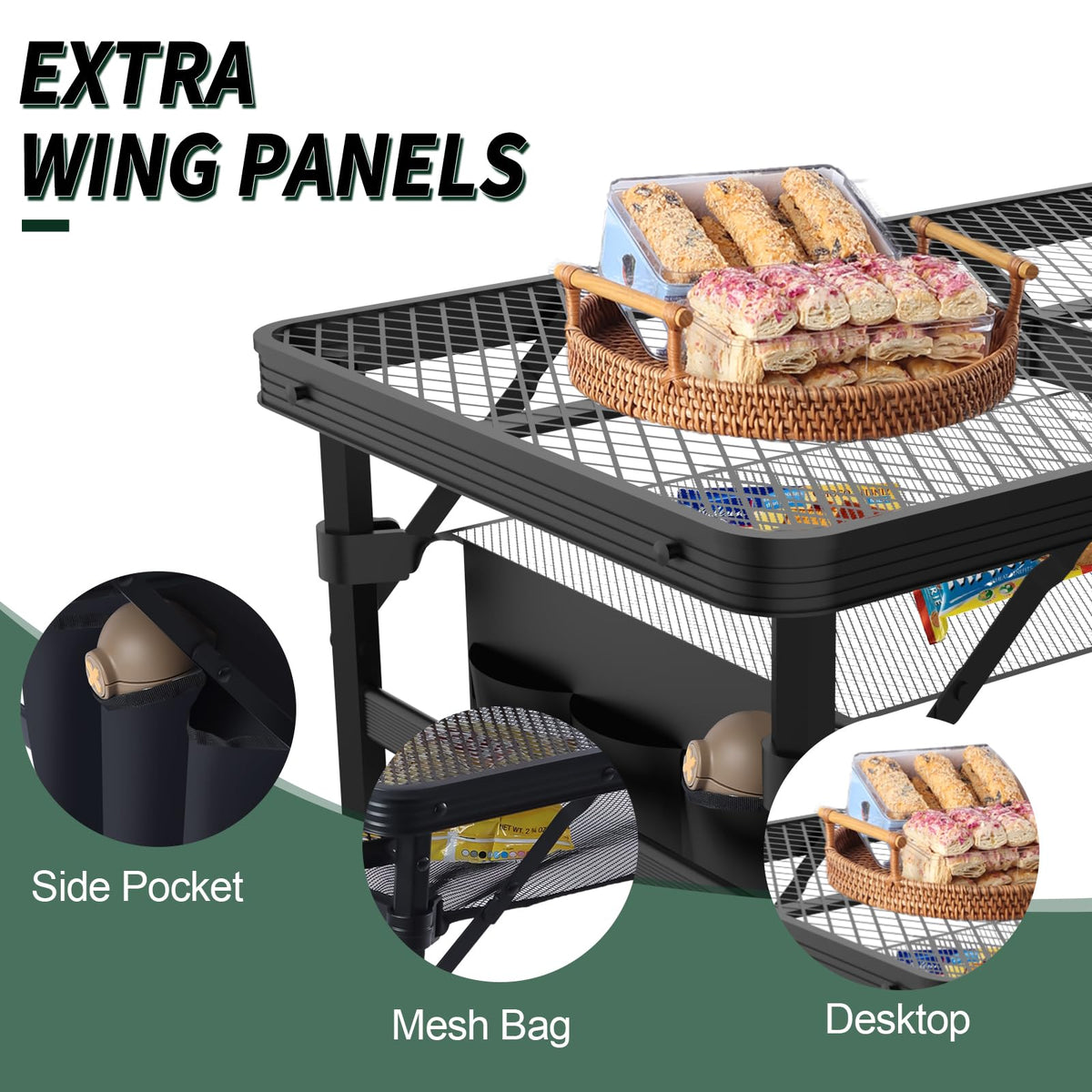WildFinder portable outdoor table with mesh bag for easy transport.