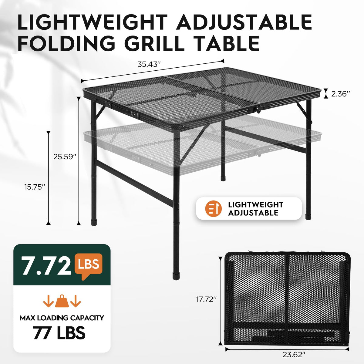 WildFinder height-adjustment feature lets you tailor seating and cooking height.