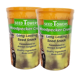 Wildlife Sciences Songbird Treats Seed Tower side view; two log towers attract birds