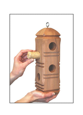 Wildlife Sciences Suet Plugs Woodpecker Blend serving shows long-lasting feed for perching birds.