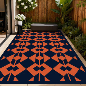 Wildroots 4x6 black and white outdoor rug on patio, built for outdoor durability.