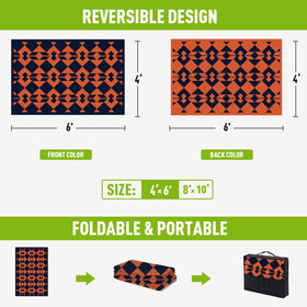 Wildroots reversible outdoor rug showing two patterns for quick patio style refresh.