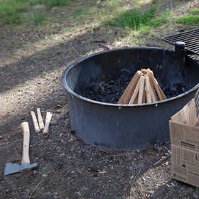 Wildwood Kindling in a fireplace ready to ignite a cozy indoor fire.