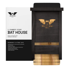 WildYard bat box front view in black stainless steel for outdoor roosting