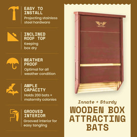 WildYard bat box mounted on pole with stainless hardware for versatile setup