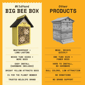 WildYard Bee House yellow decor adds cheerful garden appeal while supporting pollinators.