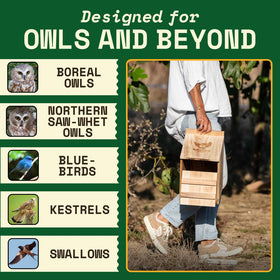 WildYard rustic owl home attracting local birds to your yard.