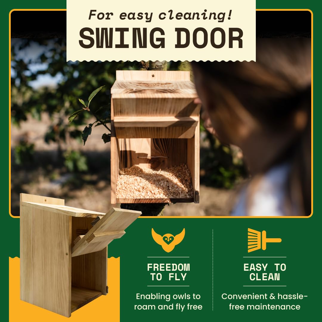 WildYard Cedar Barn Owl Nesting Box in a natural garden setting.