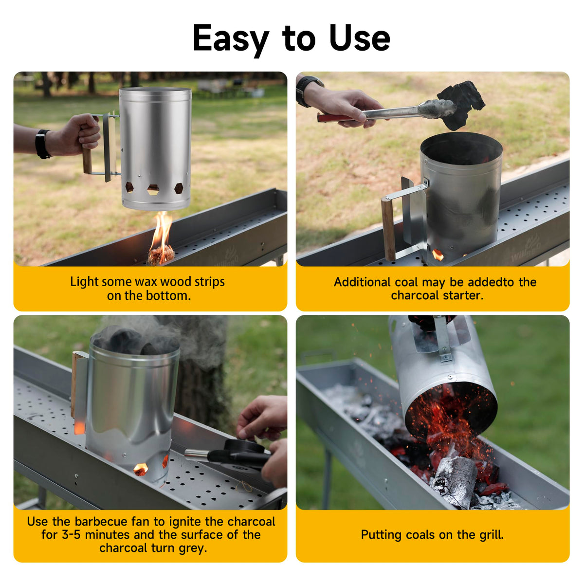 WILLBBQ in-use ignition illustrates quick, efficient charcoal start