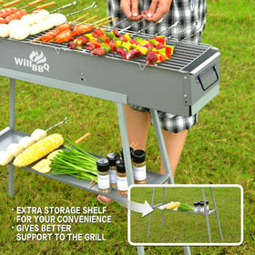 WILLBBQ Charcoal Grill with compact design ideal for limited spaces.