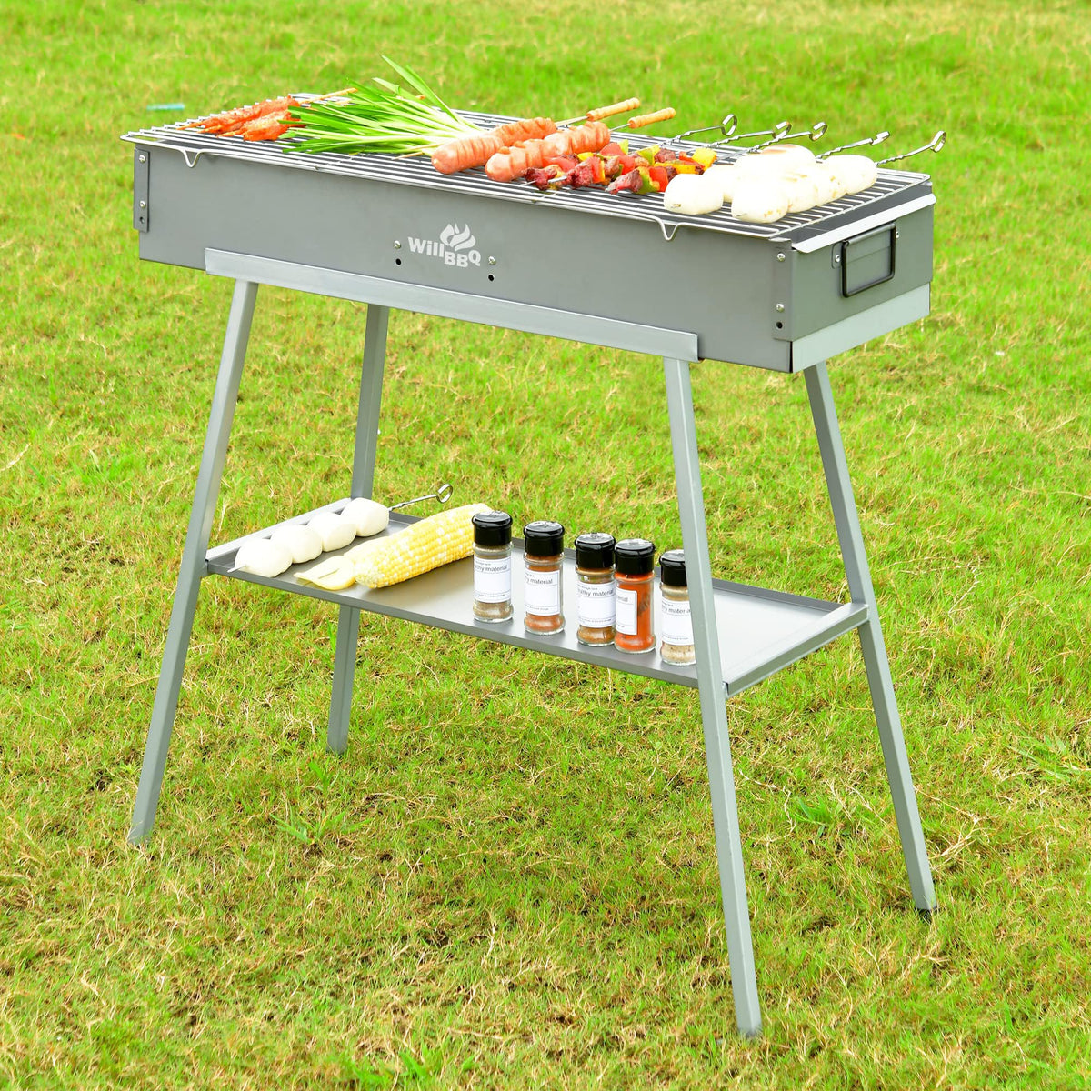 WILLBBQ charcoal grill shows dual vents for precise heat control