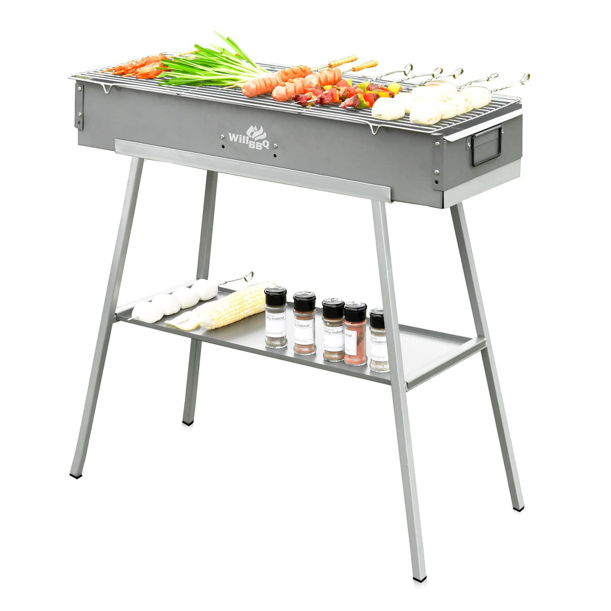 WILLBBQ charcoal grill with heavy-duty frame for durable outdoor cooking
