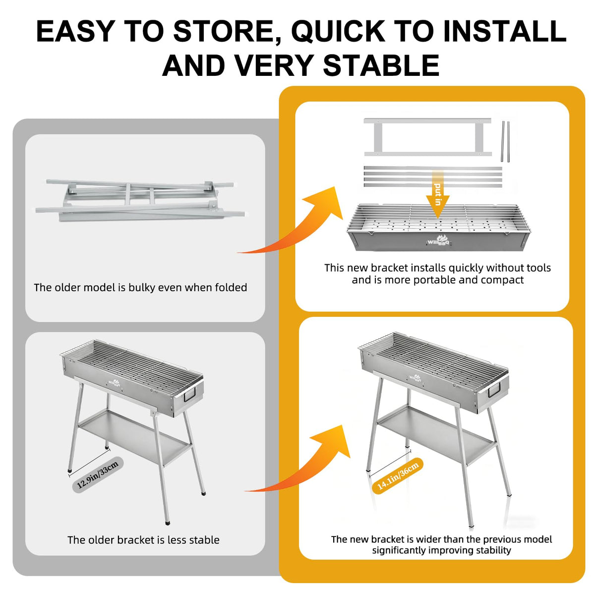 WILLBBQ charcoal grill ready for tailgate portable setup