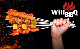 WILLBBQ dishwasher-safe skewers simplify cleaning after grilling.