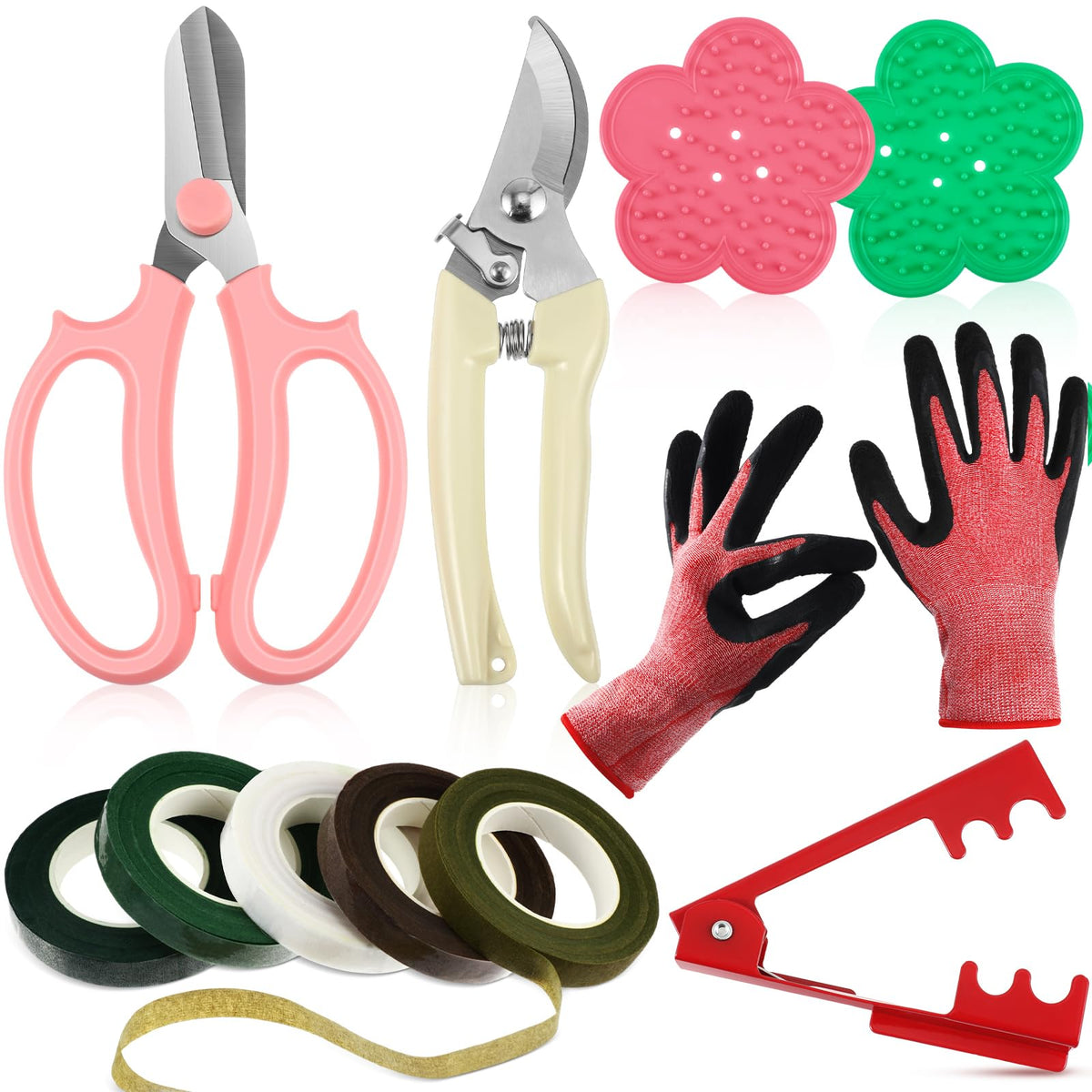 Willbond pruning shears pink in hand for precise rose trimming.