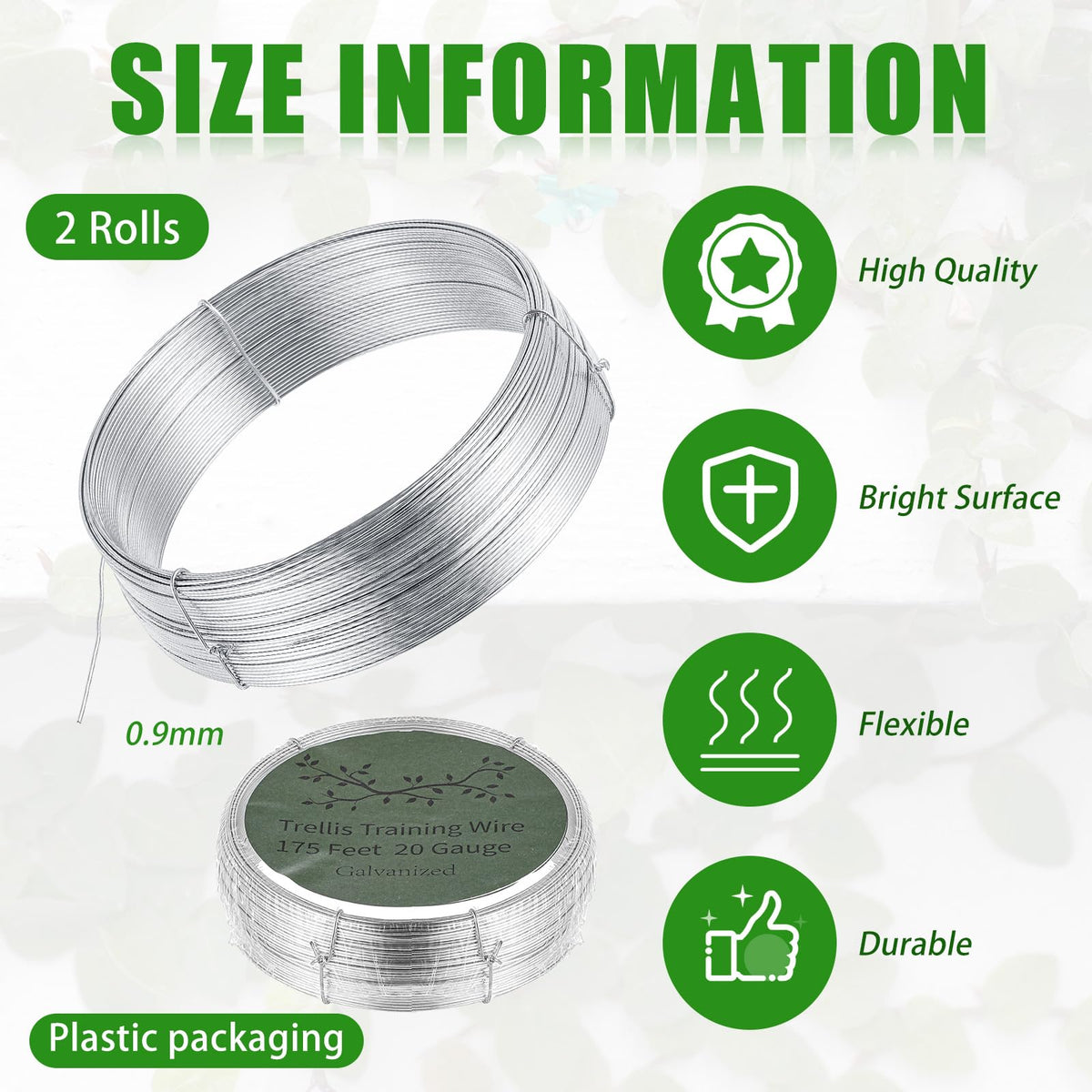 WILLBOND sleek silver trellis wire enhances garden aesthetics while guiding growth.