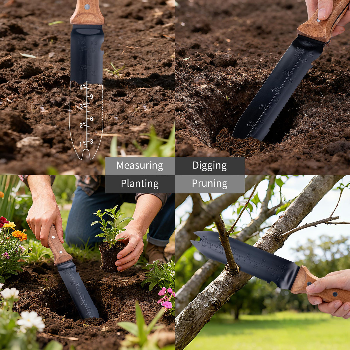 WILLKOMMEN Hori Hori garden knife with lanyard for quick access during gardening