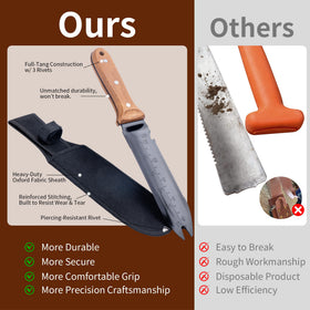 WILLKOMMEN Hori Hori garden knife spear-point tip for deep soil work