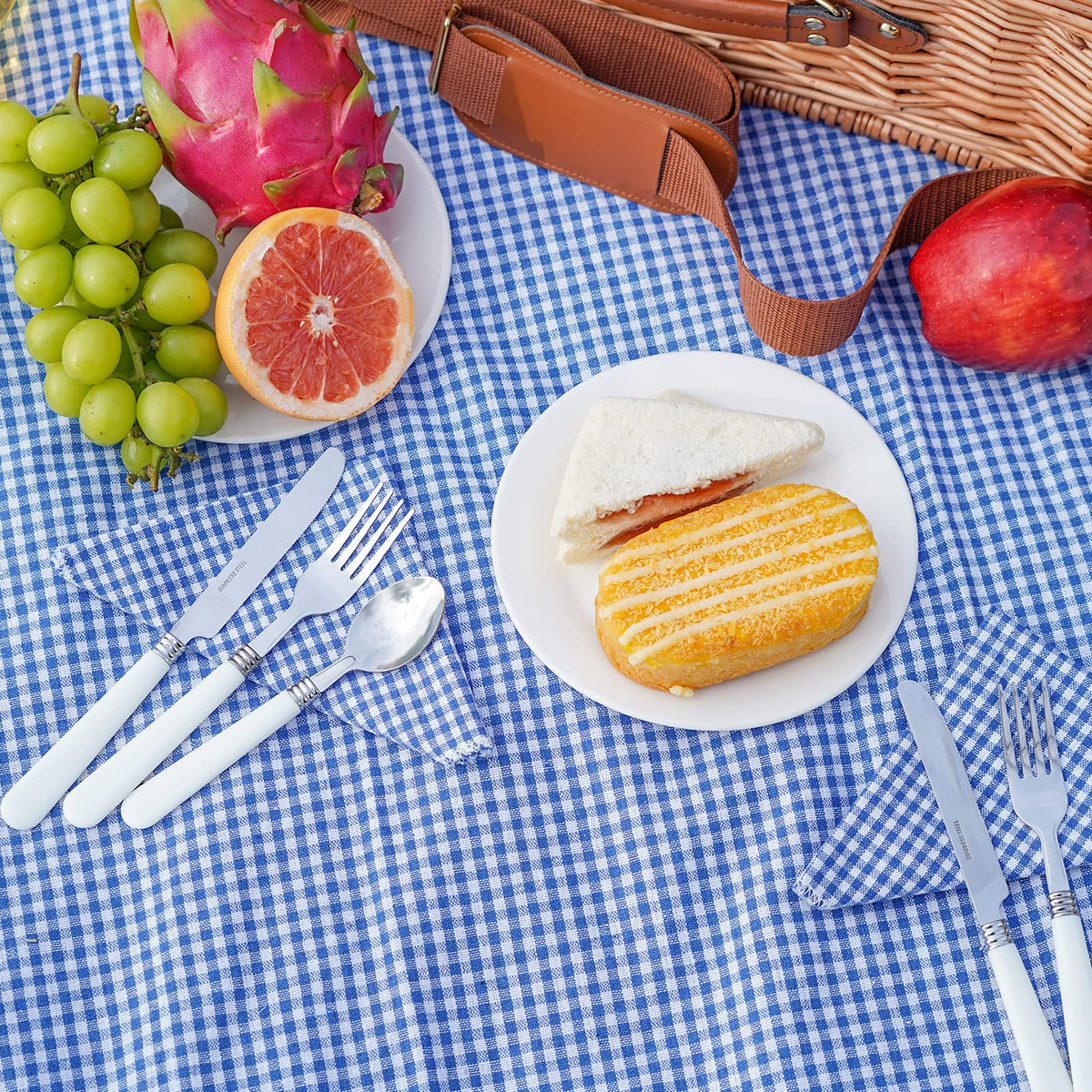Includes plates glasses and cutlery for effortless setup