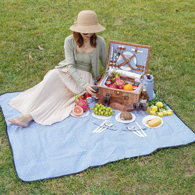 Willow Weave includes complete picnic set with plates, glasses, cutlery, and napkins.