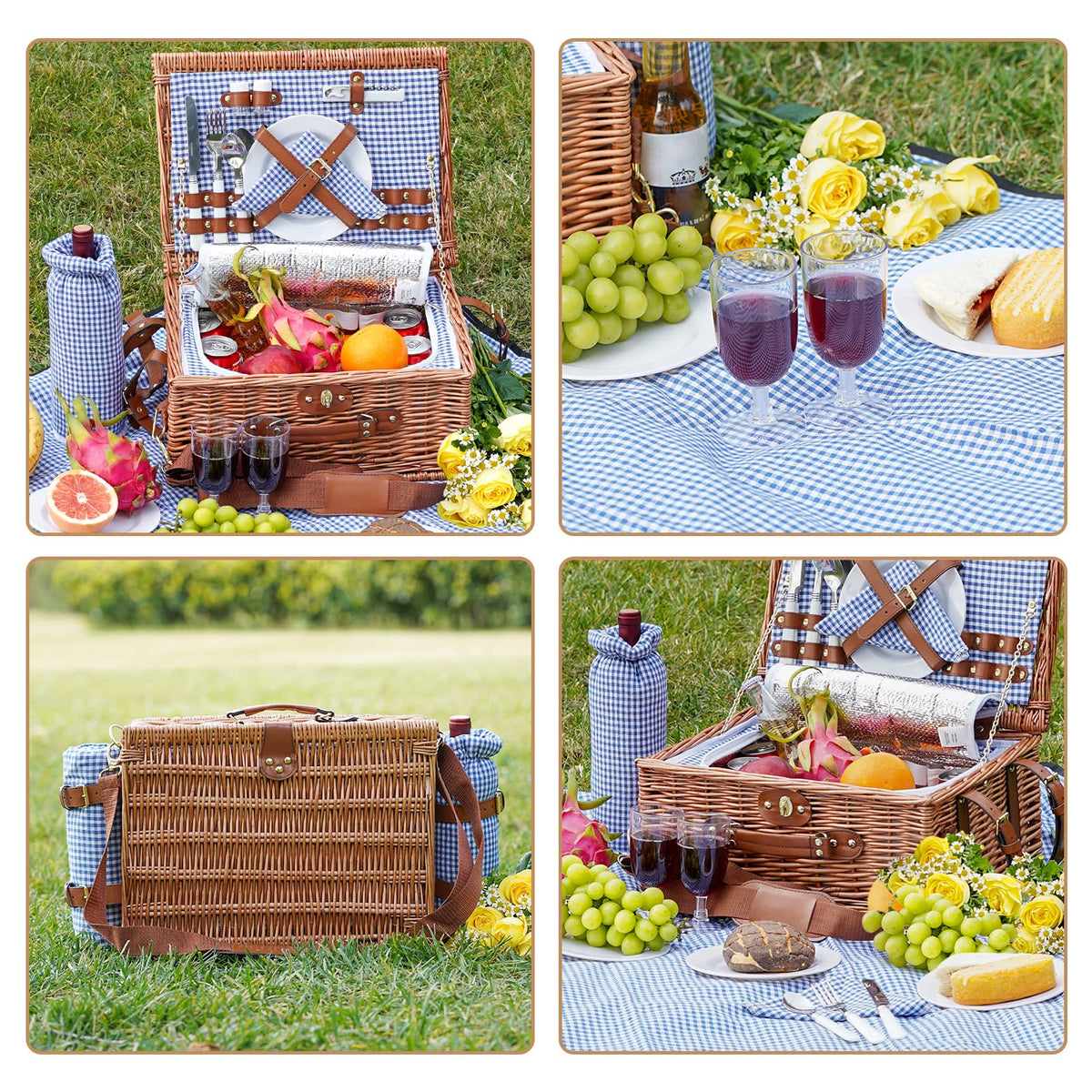 Willow Weave removable wine cooler preserves chill on warm outdoor picnics.