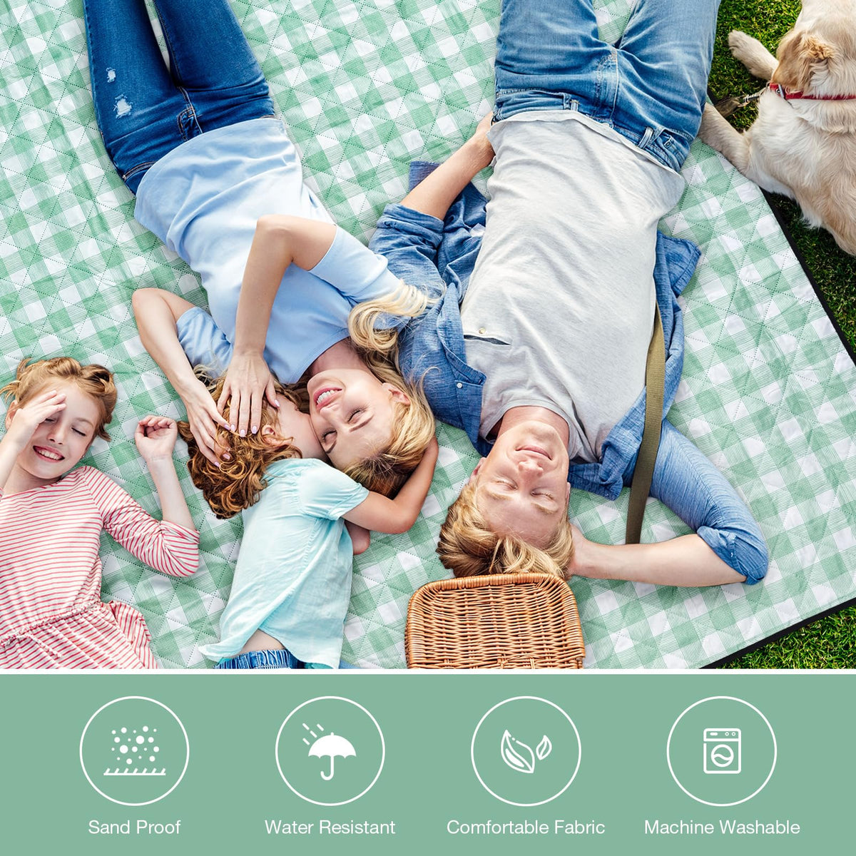 Willow Weave waterproof bottom keeps you dry on damp grass or sand