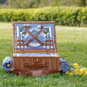 Waterproof backing on the picnic blanket for damp grass enjoyment