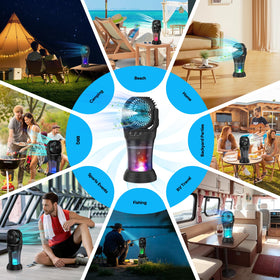 Wilody misting fan grip handle usage for easy carrying and placement