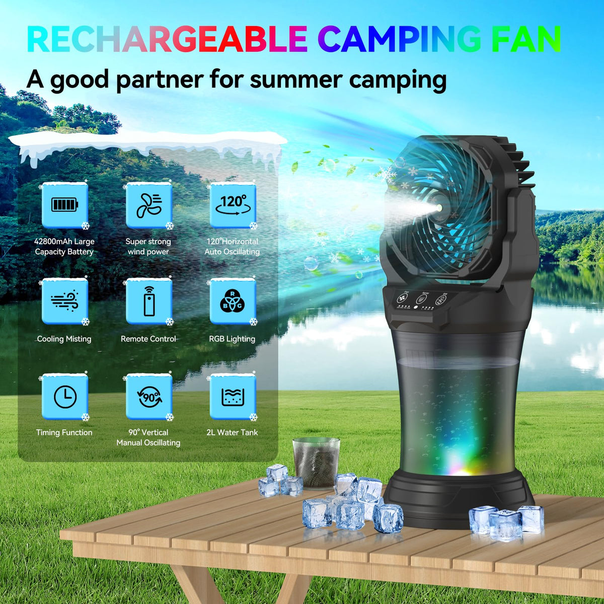 Wilody misting fan remote-control operation to adjust wind and mist without getting up