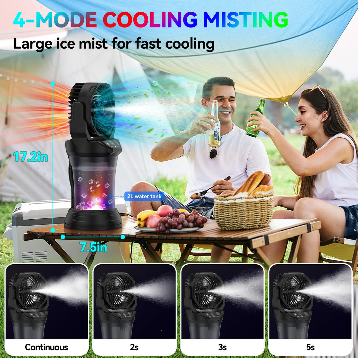 Wilody tilt and 120° oscillation covers wide area for even cooling