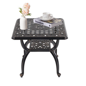 WILOUNGE cast aluminum outdoor side table with copper square finish, weather-resistant surface