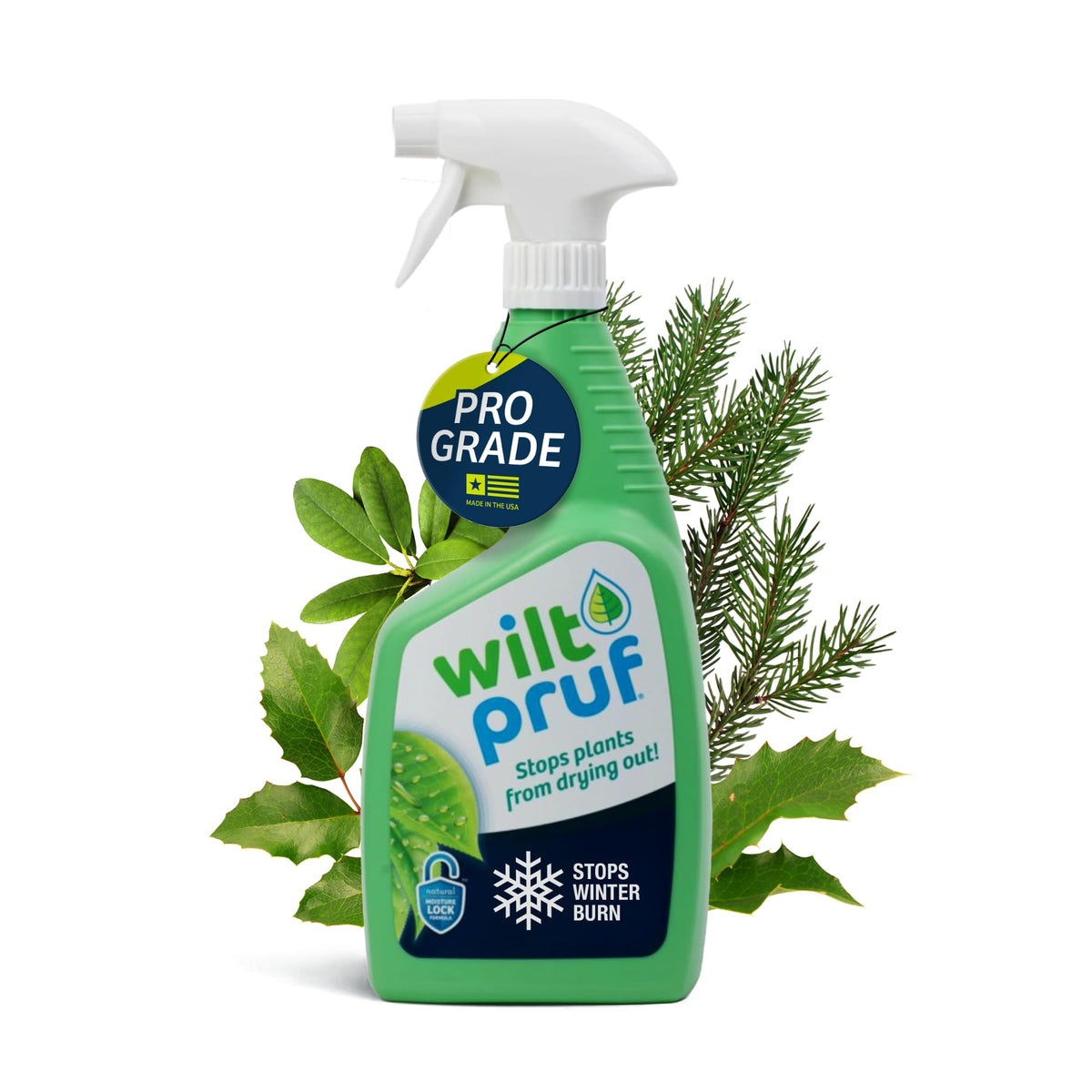 Wilt-Pruf Original Winter Protection bottle spray shields garden plants from winter burn.