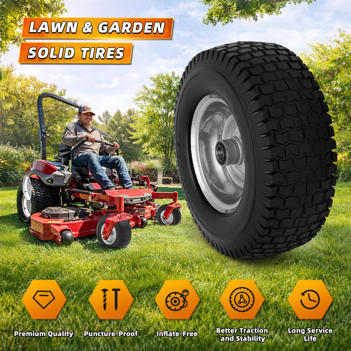 Wiltire centered hub design delivers balanced handling on zero-turn mowers