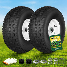 Wiltire front tire assembly 15x6-00-6 enhances front traction for riding mowers.
