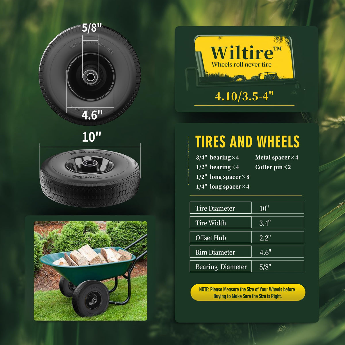 Wiltire offset hub 2.2in provides balanced mounting on compatible carts.