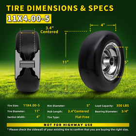  Wiltire solid rubber close-up showing puncture-free construction for maintenance-free mowing.