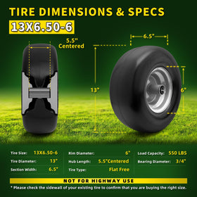 Wiltire solid-rubber tire with steel rim provides stable support on uneven ground.