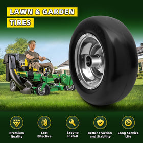  Wiltire tread pattern provides stable traction on grass and gravel.
