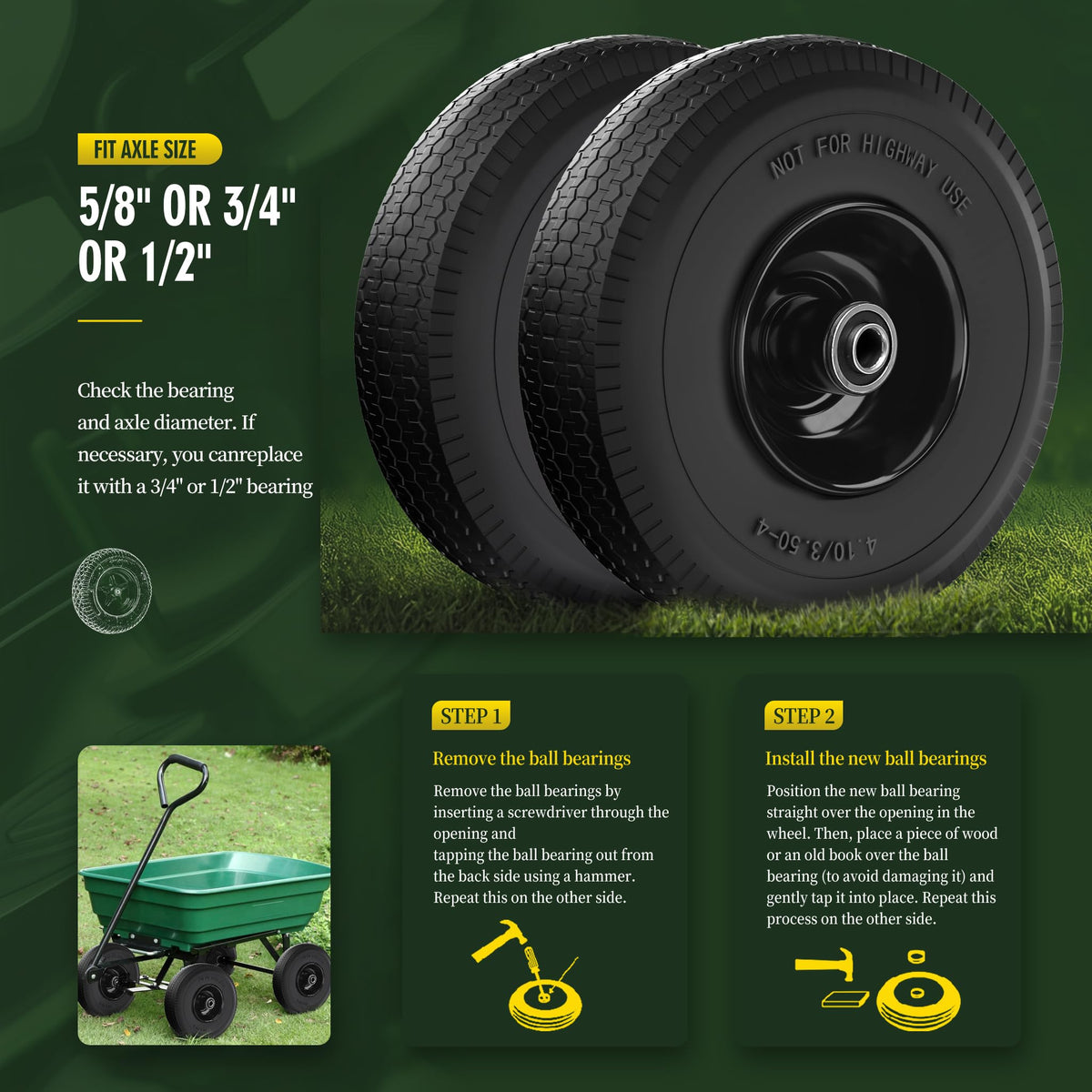Wiltire versatile compatibility for hand trucks, wheelbarrows, and similar equipment.
