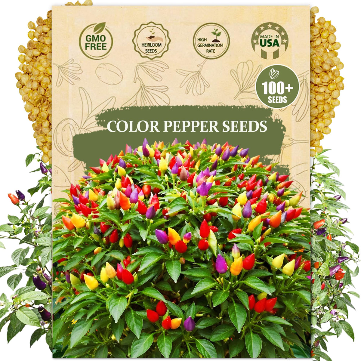 Wily Fox five-color pepper seeds packet ready for planting and gifting