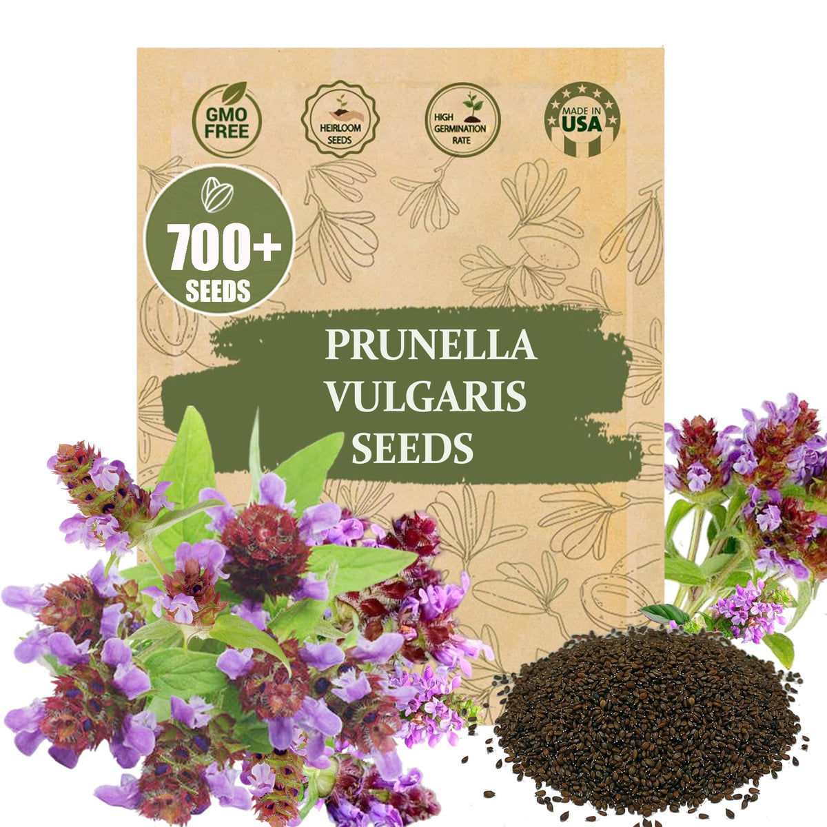 Wily Fox premium Prunella seeds seed pack ready for planting to attract pollinators