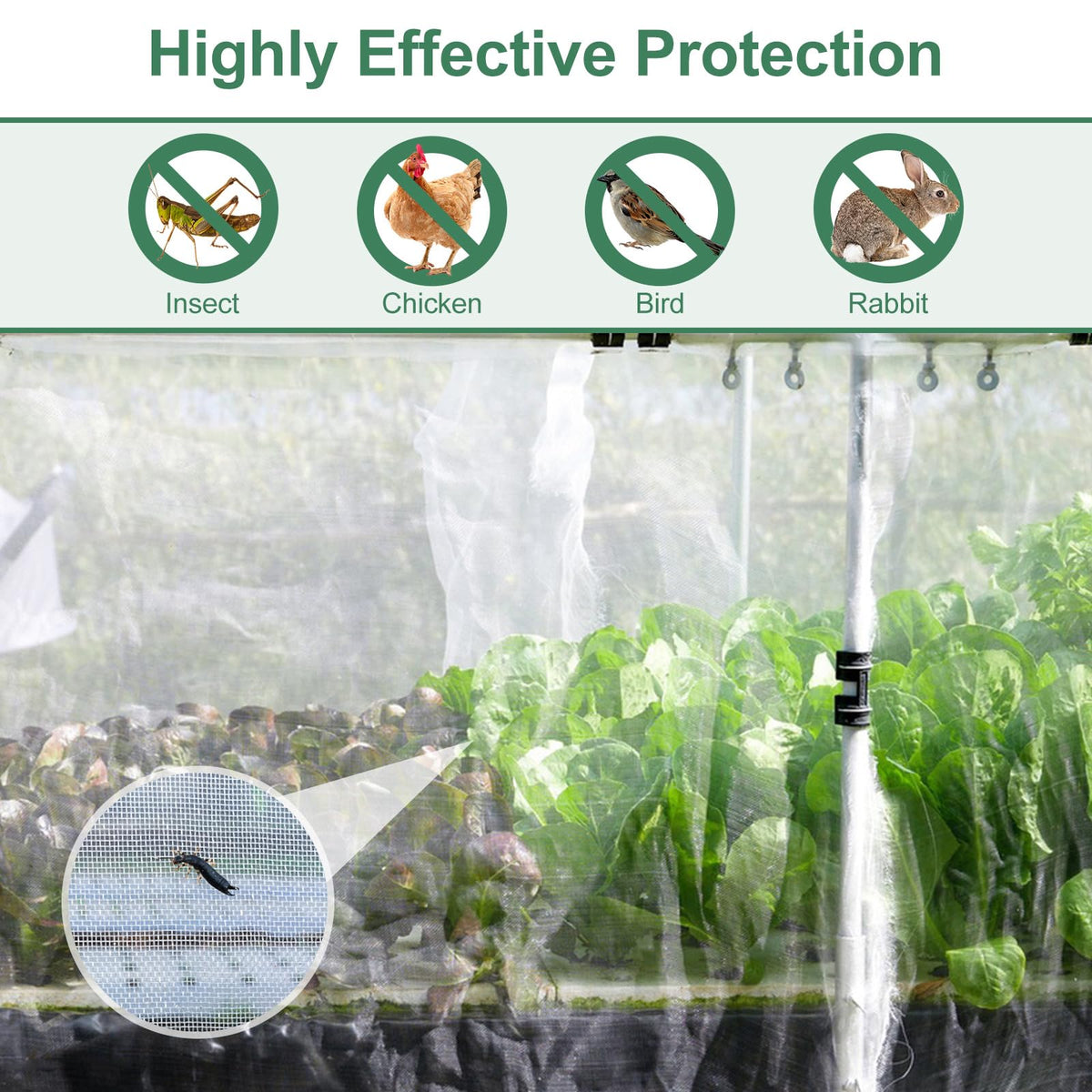 WiMas plant cover net provides durable protection from weather and sun