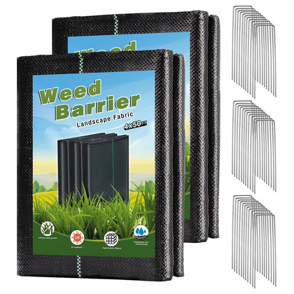 WiMas weed barrier fabric 4x50ft for durable garden ground cover and weed control.