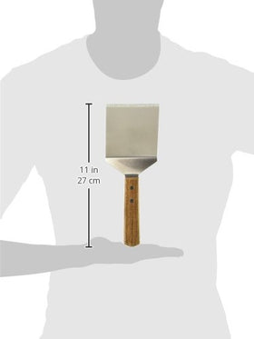 Winco TN46 offset-handle griddle turner keeps hands away from heat during cooking.