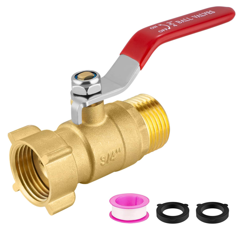 Windblowgrass 3/4-inch brass valve with extended handle for easy grip and control.