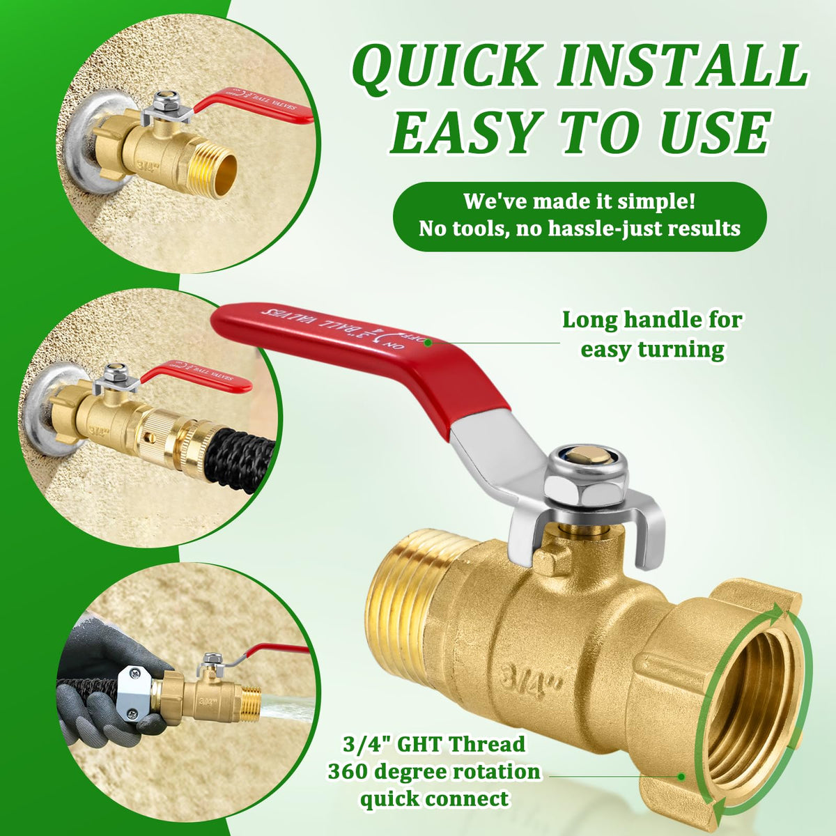 Windblowgrass brass valve highlights full-flow design for faster watering.