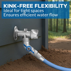 WindBlowGrass kink-prevention elbow reduces hose strain.