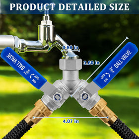 Windblowgrass two-way splitter ready for garden irrigation and RV use.