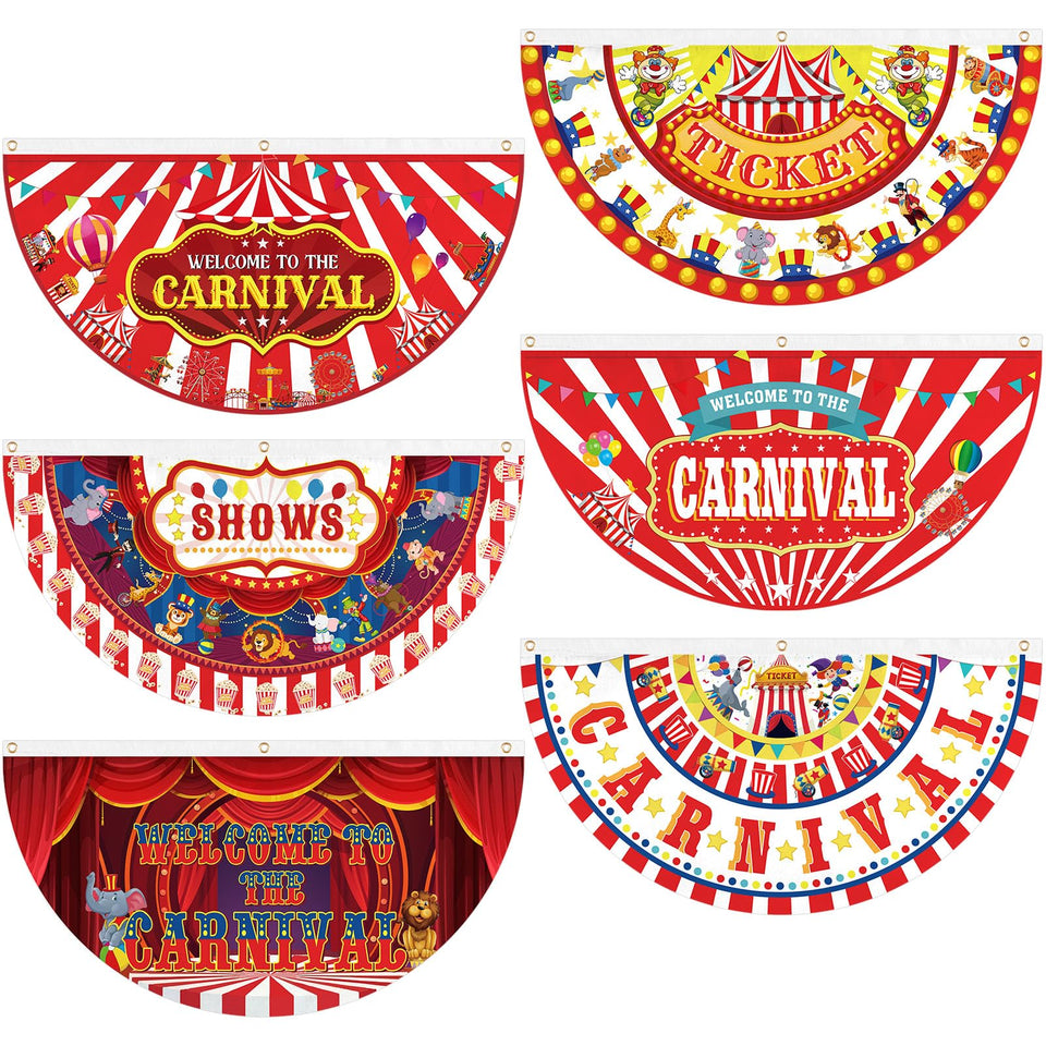 Windkream welcome carnival bunting flags brighten porches with bold red and white stripes.