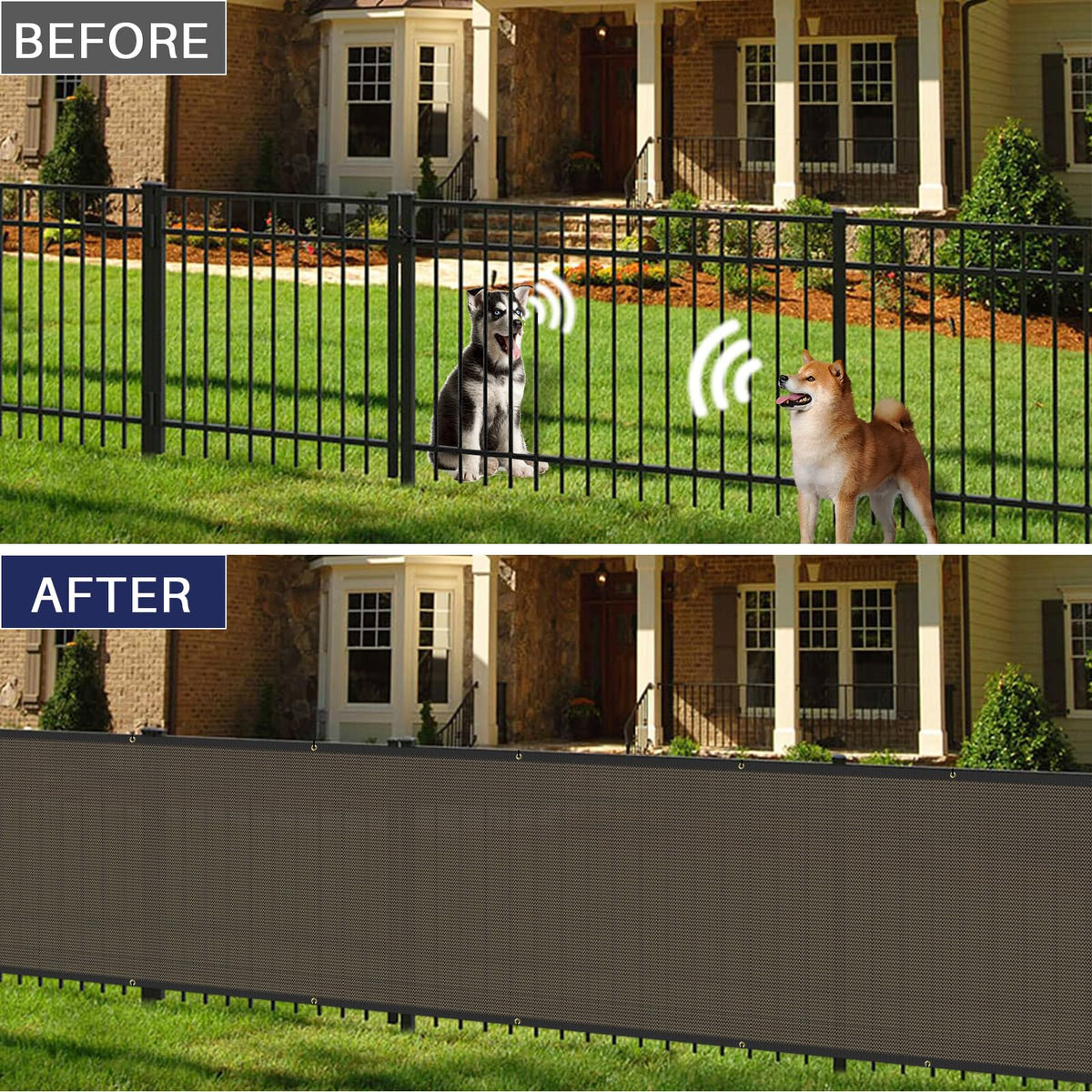 Windscreen4less brass grommets along edges ensure easy secure installation